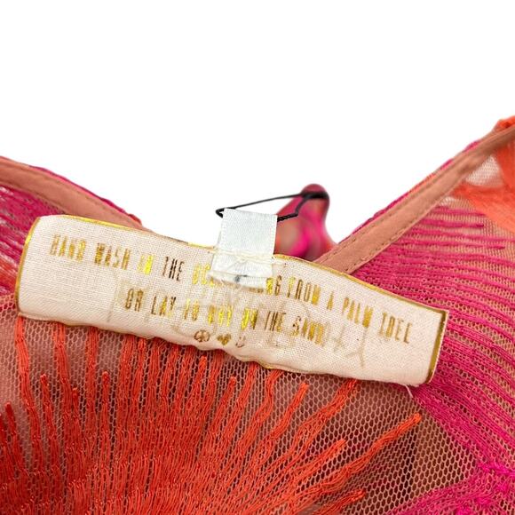 Jen's Pirate Booty Cover-Up Top Sheer Embroidered Pink Orange Size XS/Small - Picture 10 of 11